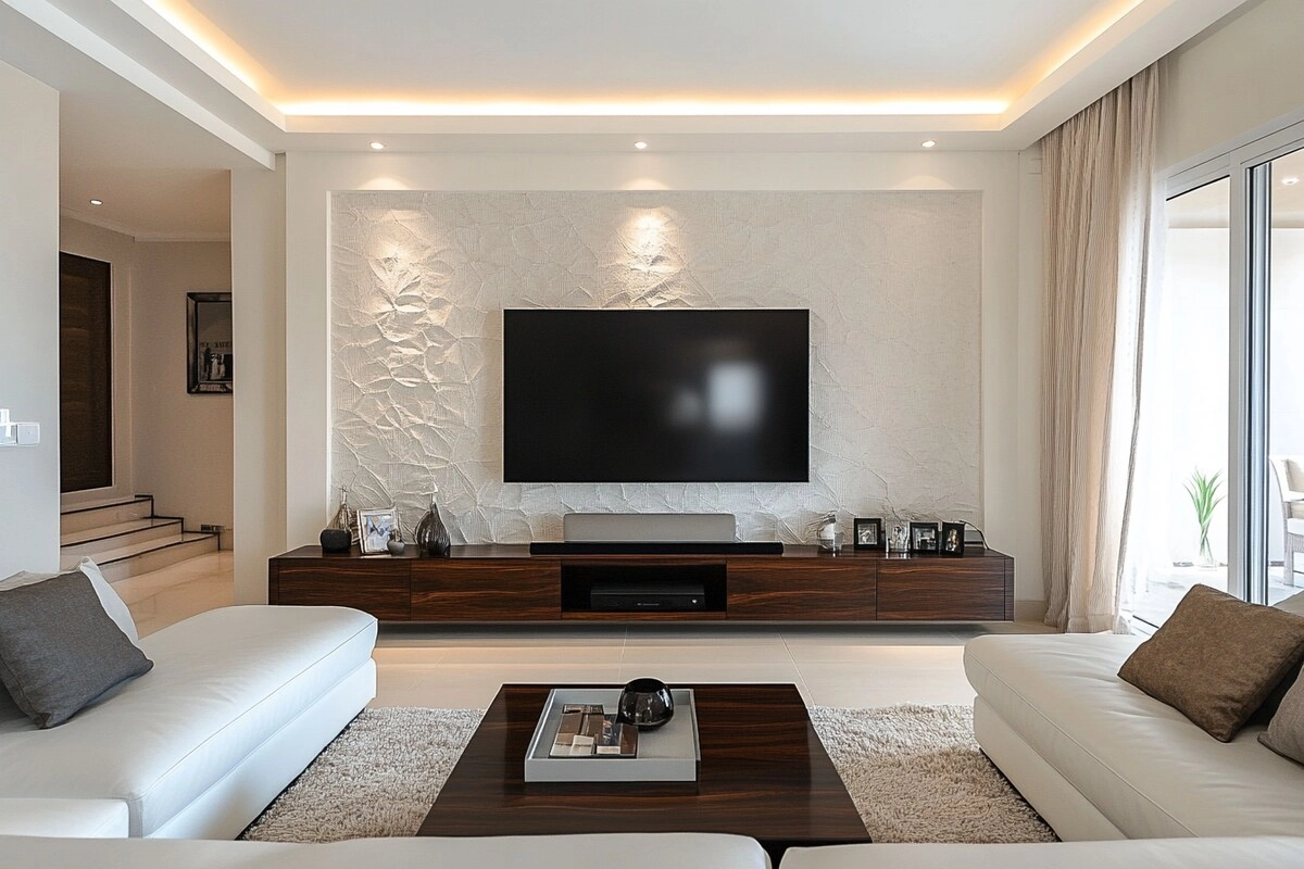 Modern TV wall unit with hidden storage