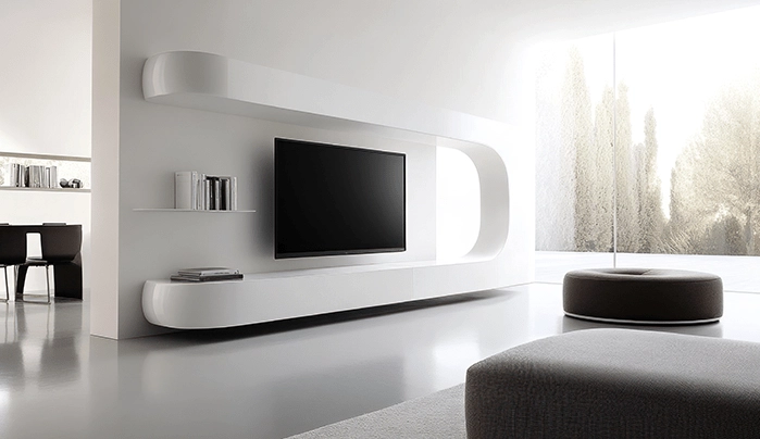Minimalist TV wall design with LED lighting