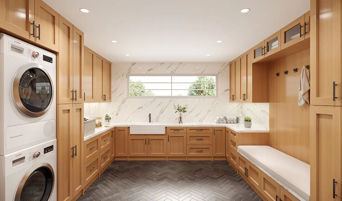 Brown cabinet for laundry room