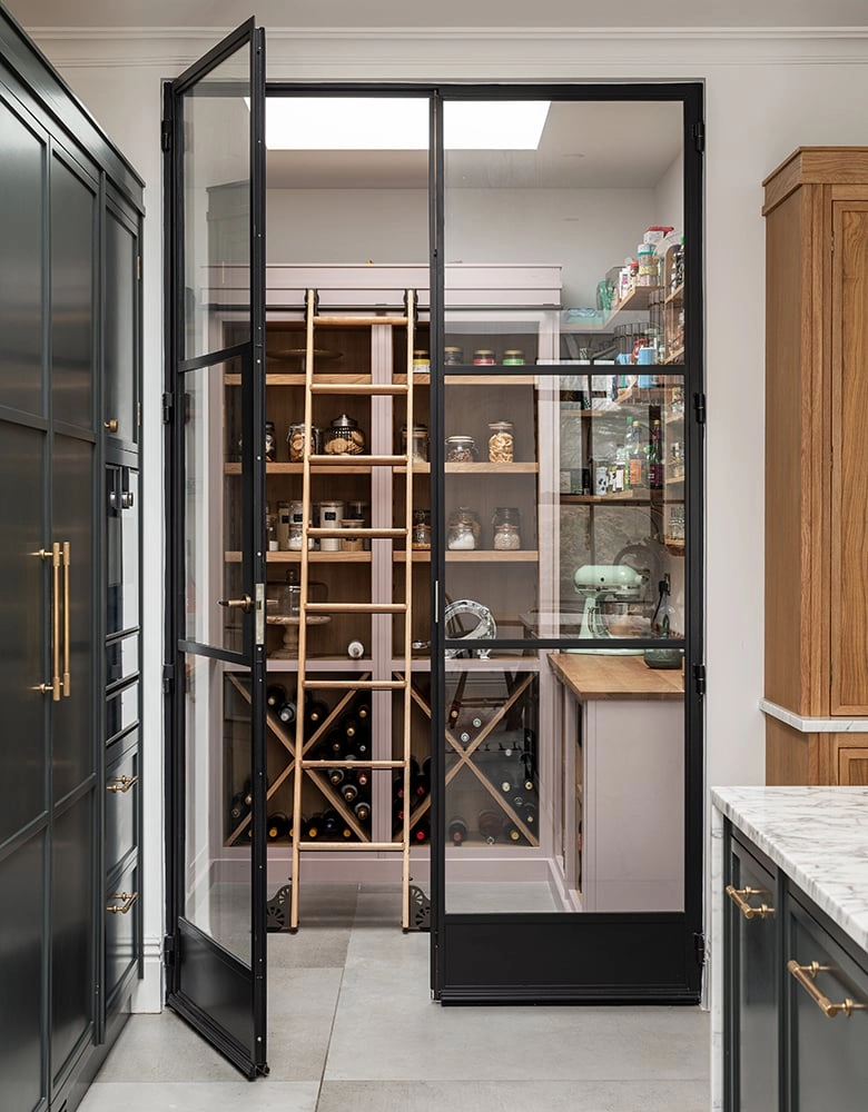 Herringbone kitchen walk-in pantry