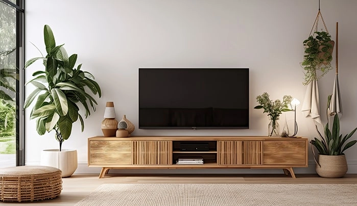 Stylish TV unit with decorative panels
