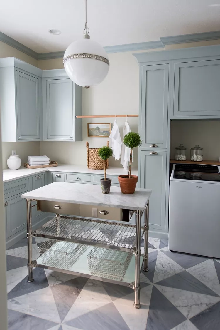 Laundry room with wood finish