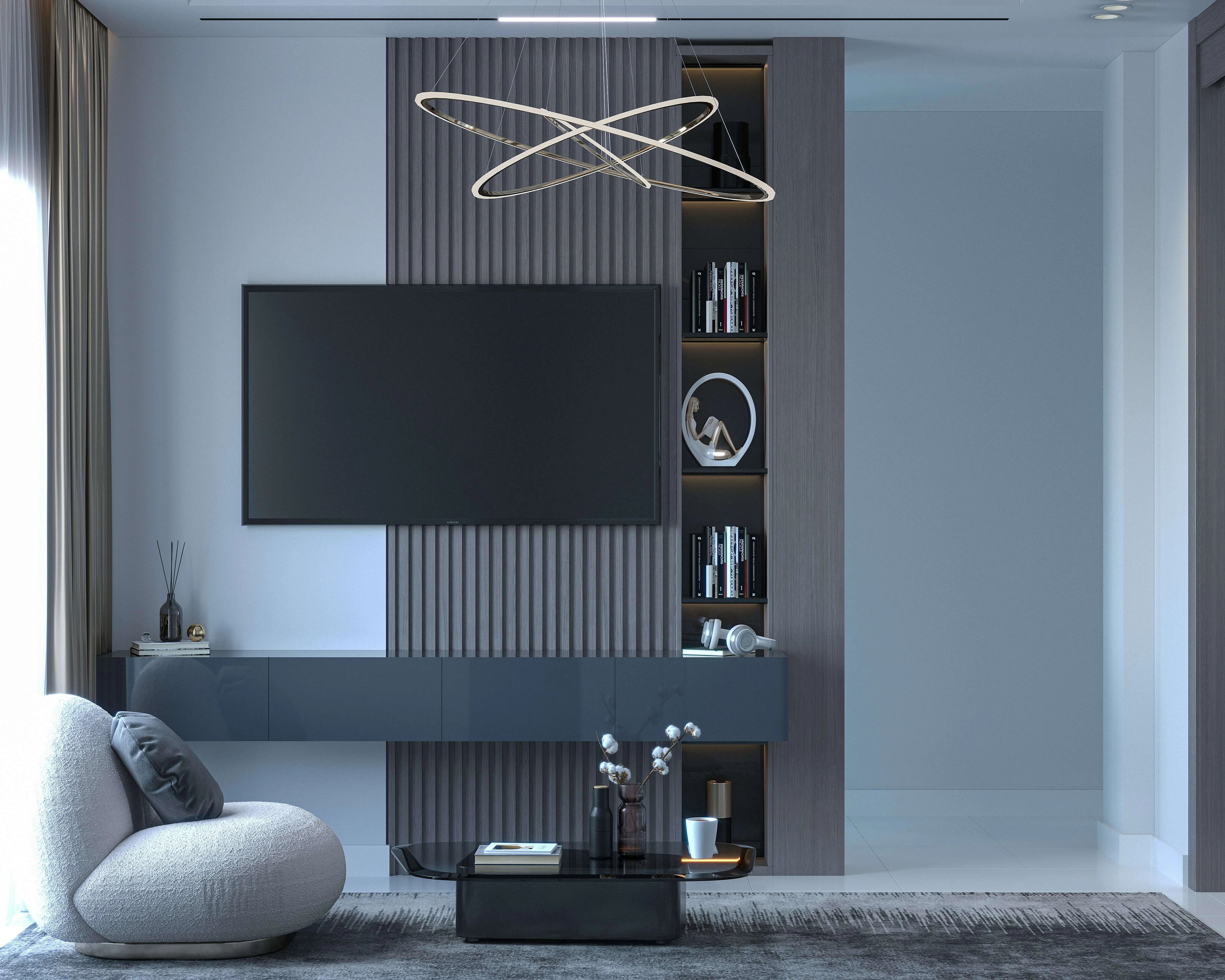 Luxurious Living Room with Media Wall