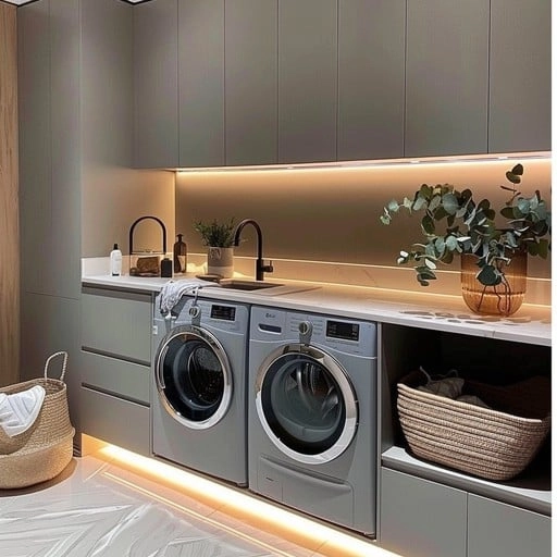 Modern laundry room stock image