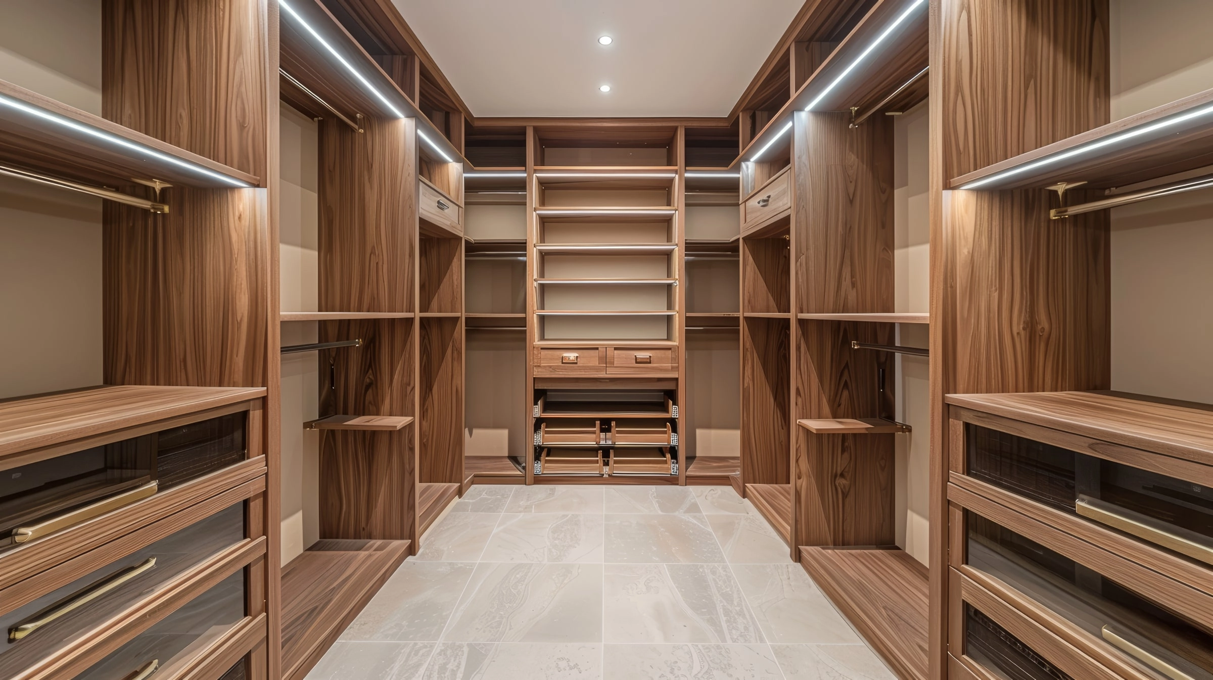 Empty walk-in wardrobe